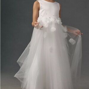NWT Princess Daliana Rosette Flower Girl Dress White Size 4 Tulle Gown